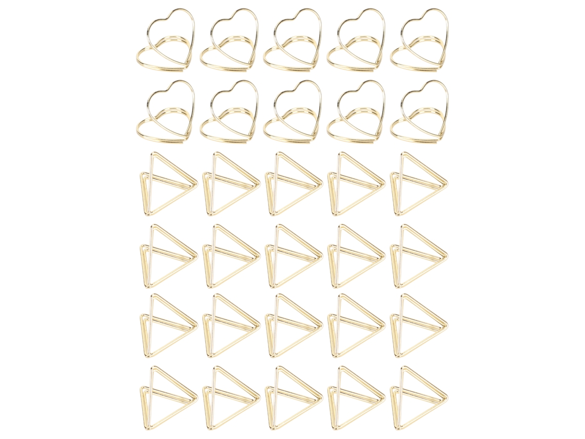 30 Clip De Papel Cute Triangular Corazón Metal Durable Antirroto Para Colegio, Oficina Y Hogar