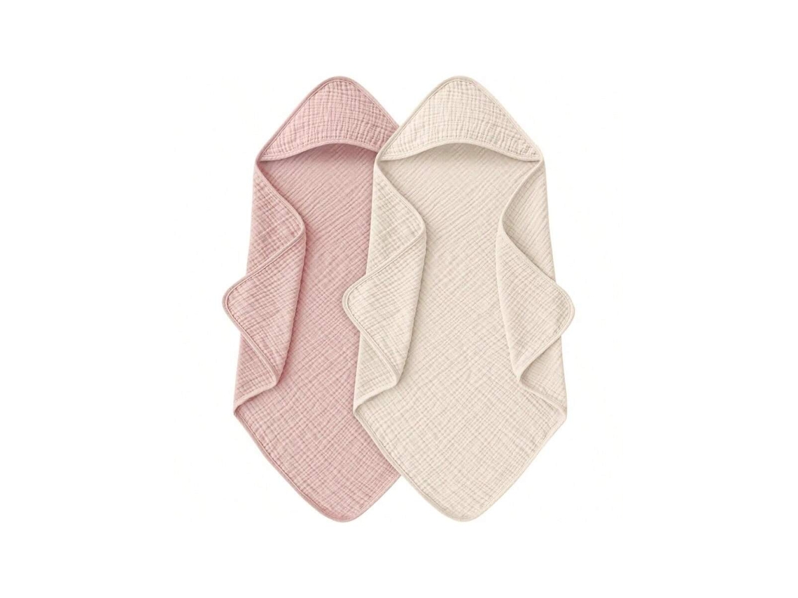 2 Toalhas Com Capuz Para Recém-nascido, Musselin 100 Algodão Orgânico, Macia E Absorvente, Bebês E Crianças
