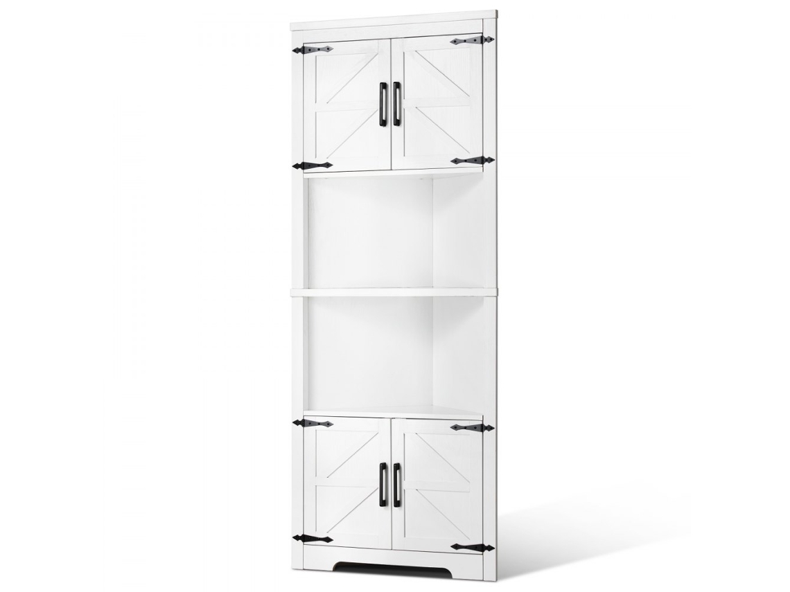 Armário De Canto Branco 171cm Com 4 Portas E Prateleiras Ajustáveis Tekmaquinas