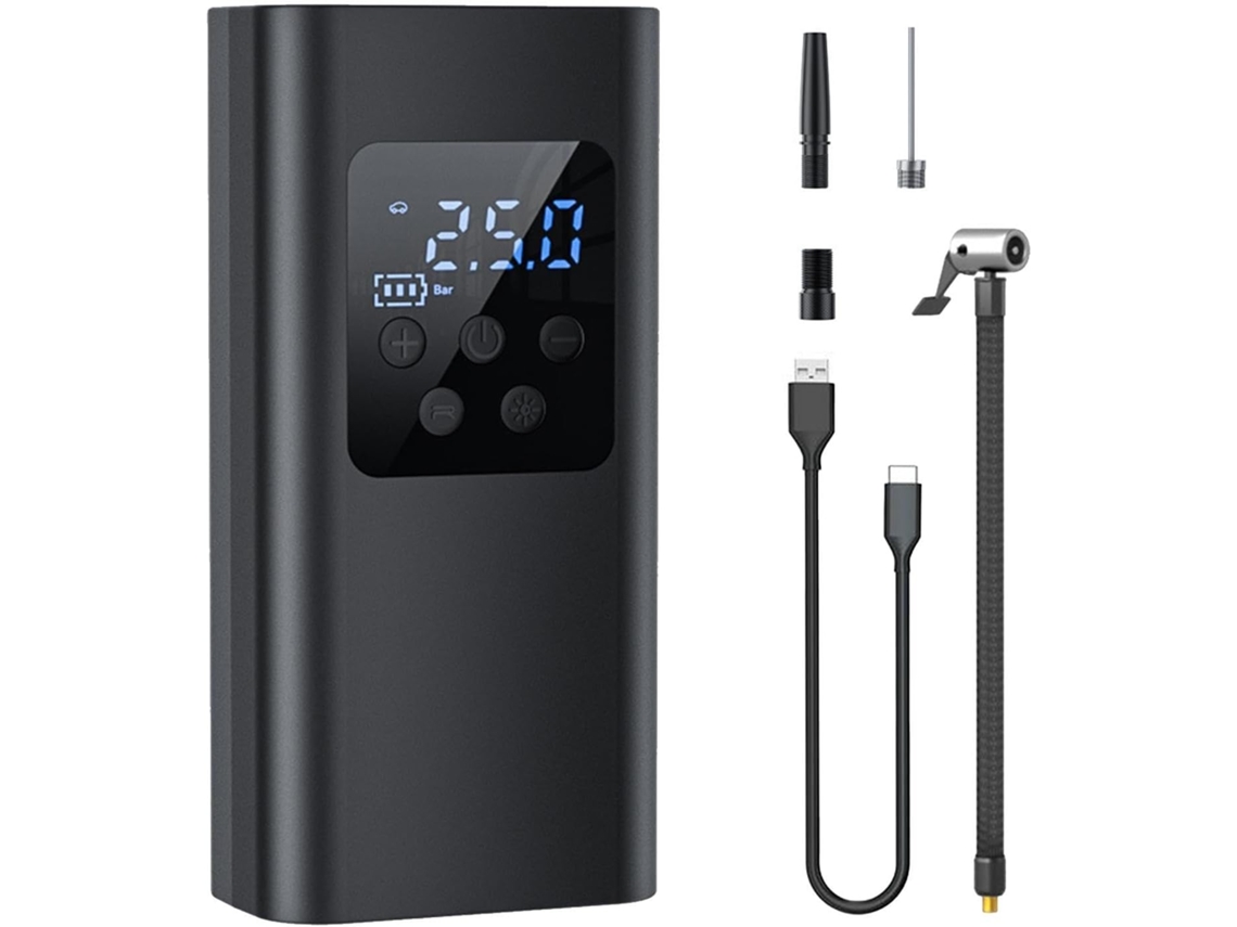 Inflador De Pneus, Compressor De Ar Portátil Com Visor Digital E Luz.