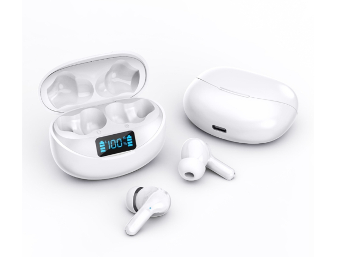Fones Bluetooth 5.1 Tws Ipx7 Cvc8.0 32h Lcd Usb-c Controle Toque Branco