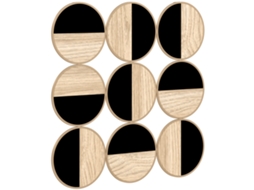 Decoração De Parede Em Metal Com Escultura De Múltiplos Discos, 60x60cm, Design Único Natural E Preto