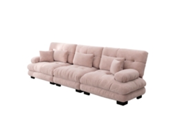 Sofá Modular de 3 Lugares com Assento Profundo, Sofá camas Chenille Rosa Confortável para Sala, Apartamento Ou Escritório ORBITRA COMMERCE