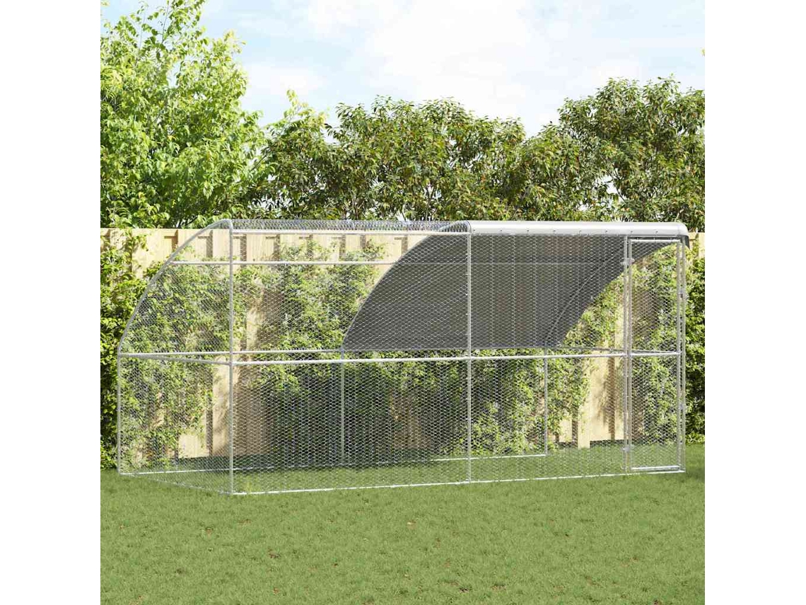 Vidaxl Gaiola Para Galinhas 2 Unid. Prateado 400 X 200 X 200 Cm
