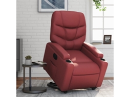 Vidaxl Poltrona Reclin. Elevatória Elétrica Couro Artif Vermelho-tinto