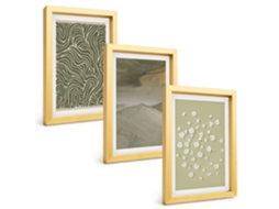 Quadros Decorativos Para Paredepadrões Abstratos De Flores Onduladas Moldura Dourada Pinturas De Quarto Espelharte (3 Peças 20x30 Cm)