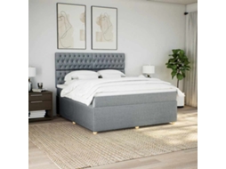 Vidaxl Cama Com Molas/colchão 180x200 Cm Tecido Cinzento-claro