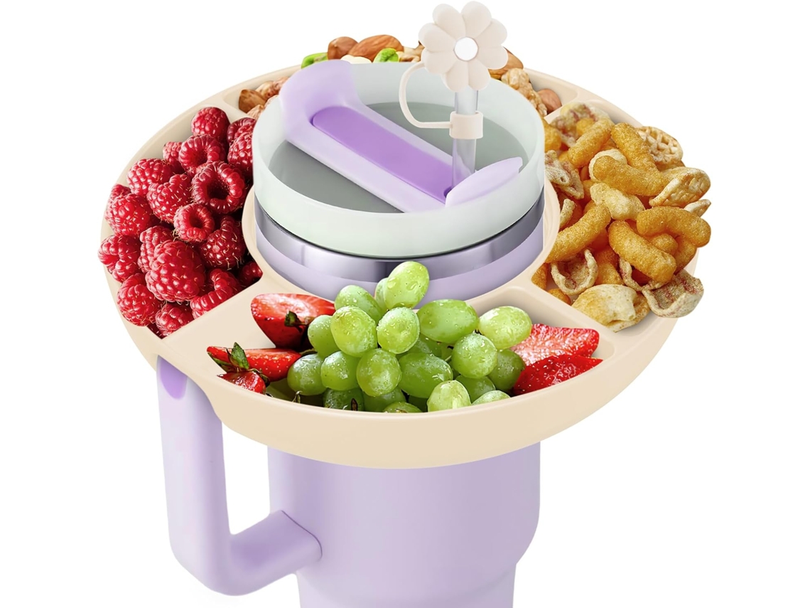Tigela De Silicone Reutilizável Kzq Para Lanches, Compatível Com Copos Térmicos De 887ml, Com Alça, Encaixe Perfeito, Acessórios Para Canecas.