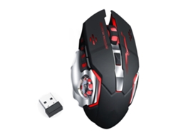 Rato Sem Fio Thunder Wolf Q13 Carregável Silencioso Para Jogos E Trabalho Com Design Luminoso Preto Estrela