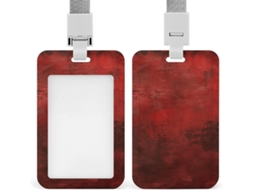 Clip Crachá, Porta Retrato Elegante Texturizado Vermelho Com Cordão, Porta Crachá de Identificação, Cordão