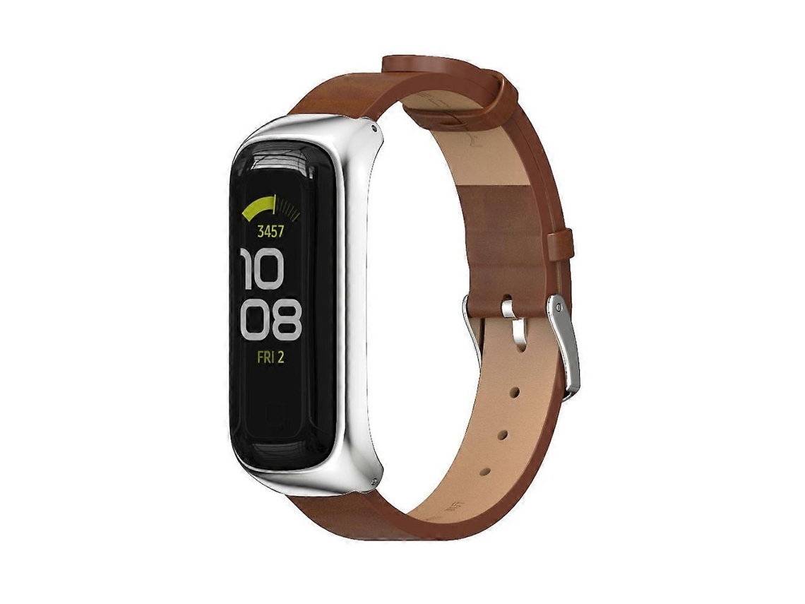 Capa De Metal Mijobs Com Pulseira De Couro De Microfibra Para Samsung Galaxy Fit 2