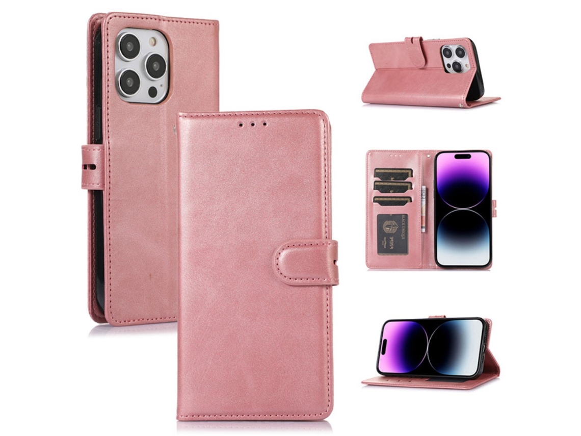 Capa Textura Gémeo Para Iphone 15 Pro Max Pele Sintética Rosa
