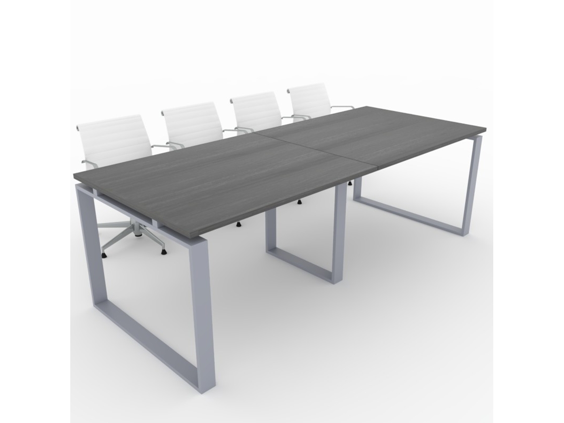 Mesa de Reunião de Casa e de Escritório Estrutura Fechada Cor Cinzento Prateado Tampo Mesa Melamina Carvalho Ébano 240X100 Fabricada em Espanha OFICIT