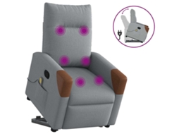 Vidaxl Poltrona Reclinável Massagens Tecido Cinzento-claro