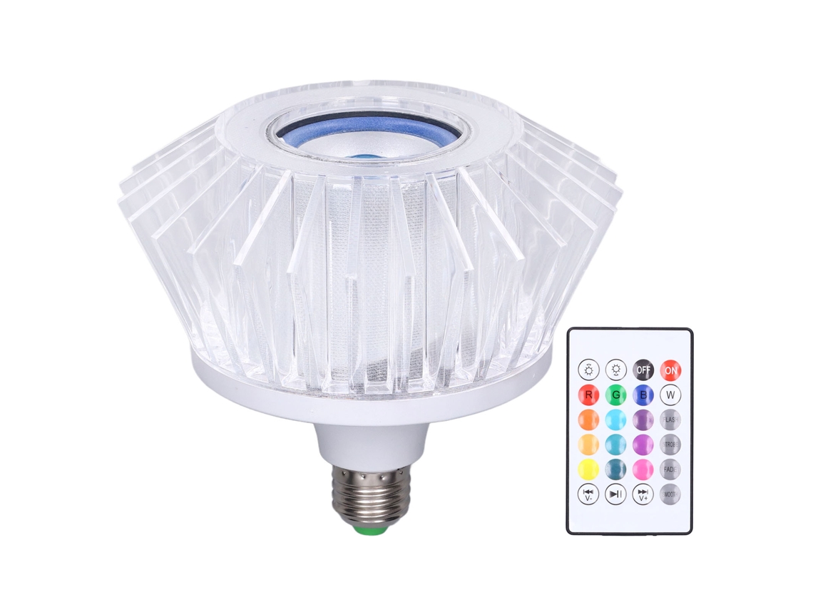 Lâmpada Led com Som Rgb, Mudança de Cor, Alto falante Embutido, Controle Remoto de 24 Teclas CHABERLU