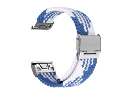 Bracelete Entrançada Flexível para Garmin Instinct Crossover Azul e Branco