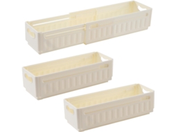 Conjunto De Caixas Organizadoras Multifuncionais - Cesto Dobrável De Plástico - Expansível - Gaveta 3 Peças 47,5×8×10cm