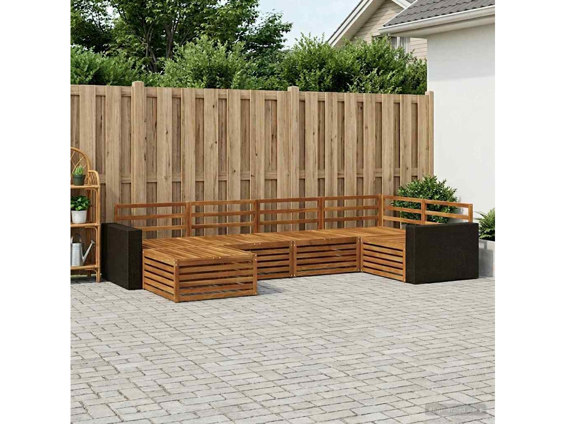 Vidaxl Conjunto De Sofás Para Exterior 6 Pcs Natural