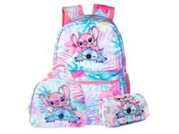 Conjunto De Três Peças De Mochila Infantil Com Motivos Florais: Mochila Escolar Com Lancheira Térmica E Estojo, Modelo 7