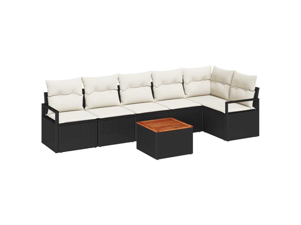 Conjunto 7 Móveis De Jardim Modulares Vidaxl Preto Vime Pe (55 X 55 X 37 Cm)