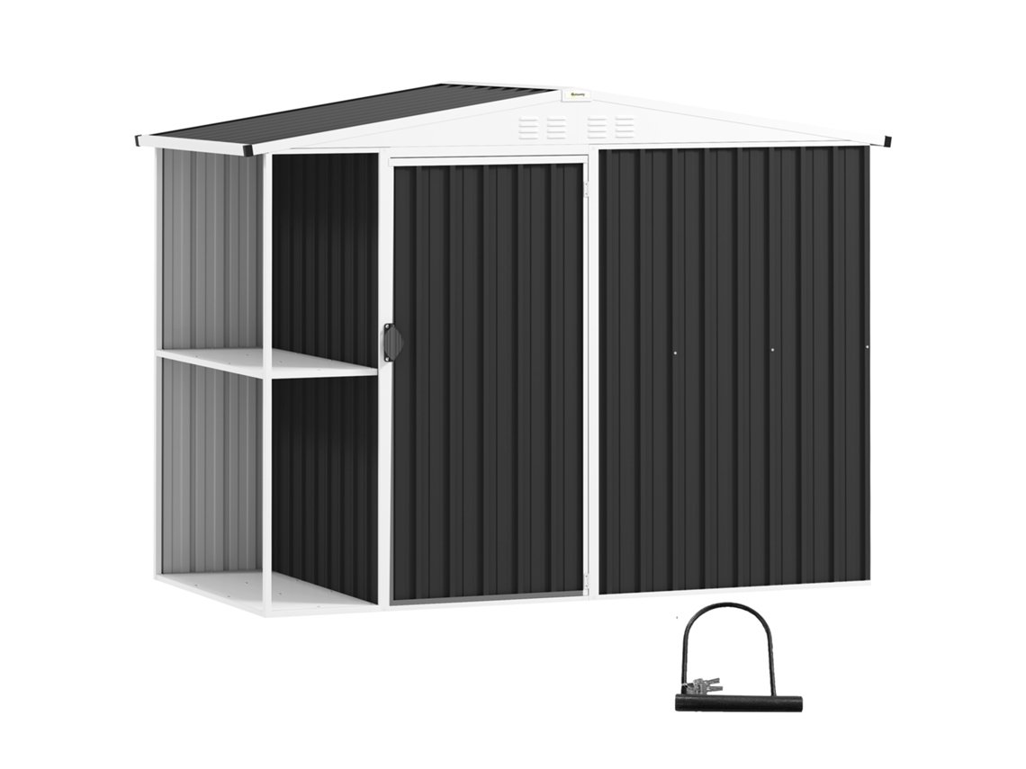 Abrigo de Jardim Aço Galvanizado Cor Cinza Escuro/cinza de Carvão 245x117x161/180 cm Outsunny