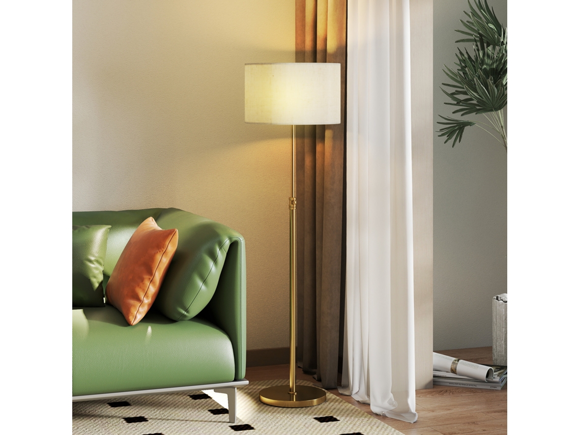 Luminária de Chão moderna, 2 lâmpadas, cabeças ajustáveis, interruptor de pé, dourada | CHEZMOI