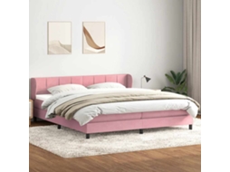 Vidaxl Cama Com Molas/colchões 180x210 Cm Veludo Rosa