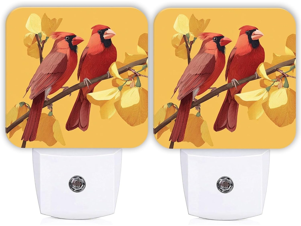 Conjunto De 2 Luminárias Noturnas Em Formato Cardeal Para Tomada, Com