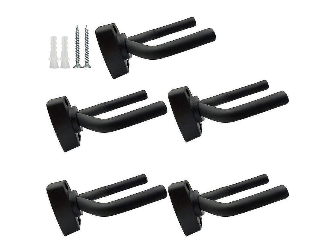 Suporte de Parede para Guitarra, Pacote com 5 Unidades, Preto, Compatível com Guitarras, com Parafusos AQUAFORGE