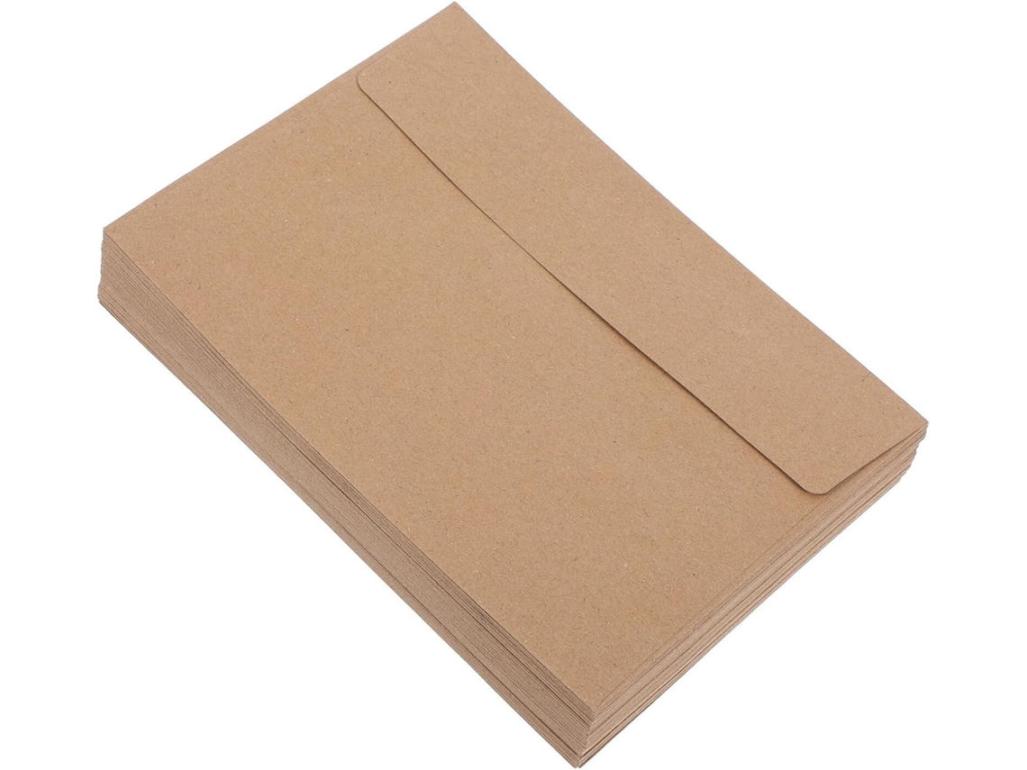 Conjunto De 50 Envelopes Kraft Resistentes Com Adesivo Para Cartões De Felicitação
