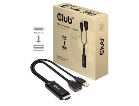 CLUB 3D Club3D Hdmi 2.0 para Displayport 1.2 4K60Hz Hdr M/F Adaptador Ativo Preto Cac-1331