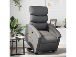 Poltrona massagens reclinável elevatória couro artif. cinzento