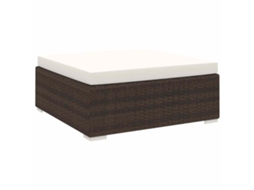 Vidaxl Apoio De Pés Seccional C/ Almofadão 1 Pc Vime Pe Castanho