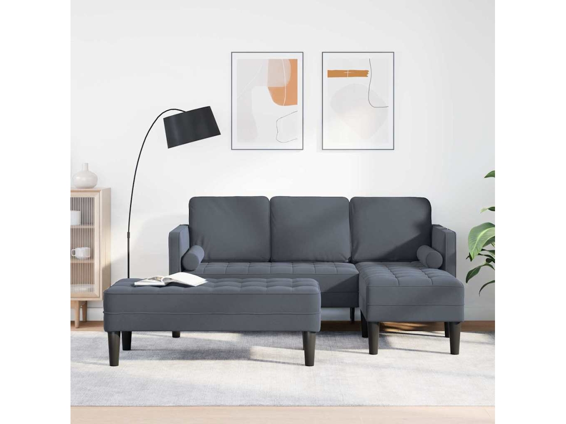 Vidaxl Conjunto De Sofás Com Almofada 2 Pcs Cinza Escuro Poliéster