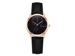 Relógio de quartzo unissex com pulseira de couro PU, estilo simples e moderno, cor ouro rosa 4