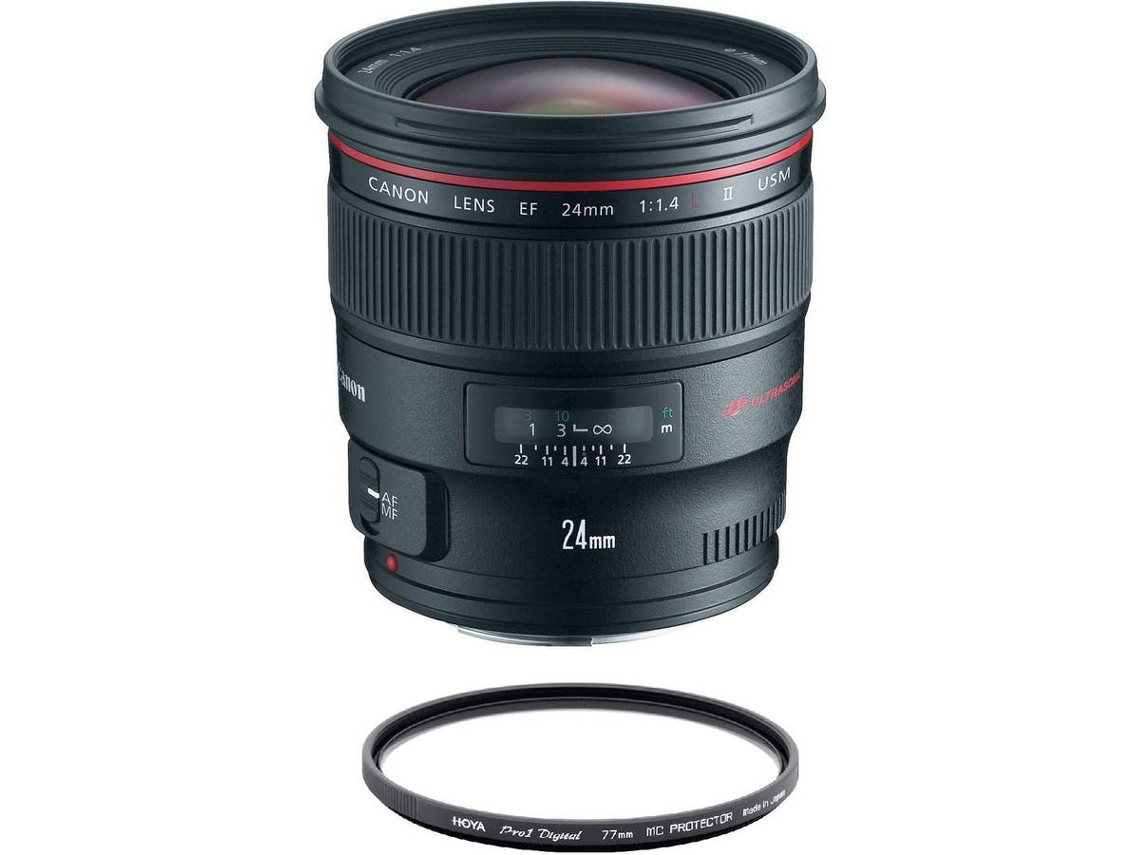 Objetiva CANON EF 24mm F1.4L II USM + HOYA 77mm PRO 1D Protetor (Encaixe: Canon EF)