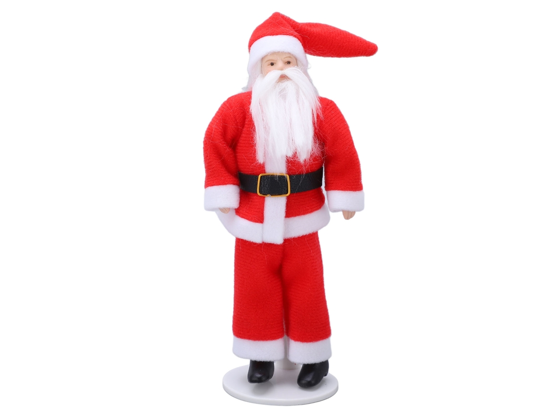 Papai Noel giratório de cerâmica da ATS para casa de bonecas com base, miniatura natalina para decoração.