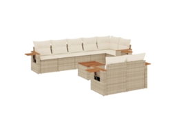 Conjunto de 9 Sofás para Jardim com Almofadões Vime Pe Bege MAISON EXCLUSIVE (90x200 cm)