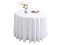 Toalha de Mesa Toalha de Mesa de Cor Sólida Impermeável e Lavável para Casa Cozinha Restaurante Festa-180 Cm Branco