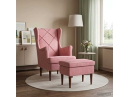 Vidaxl Poltrona Com Puff 2 Unid. Rosa Veludo