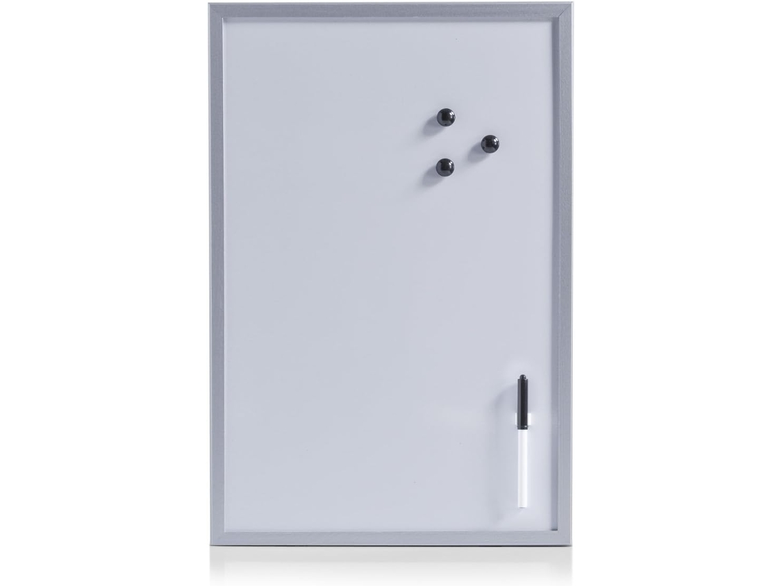 Quadro Branco Magnético Zeller Present 11538, Cinza Alumínio, 40 X 60 Cm