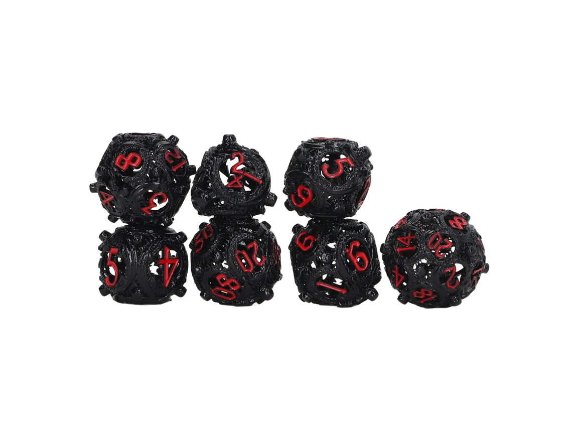 Conjunto De 7 Dados Ocos De Cobre Poliédricos Gravados Para Jogos De Tabuleiro Balançados Portáteis