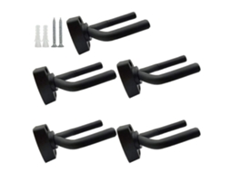 Conjunto de 5 Suportes de Parede Pretos para Guitarra com Parafusos, Compatíveis com Guitarras AQUAFORGE