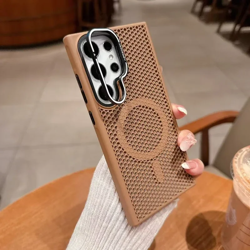 Capa Para Celular Samsung S25 (dourado Deserto) Com Dissipação De Calor Em Malha Tipo Colmeia.