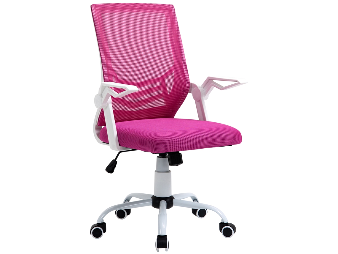 Cadeira de Escritório Espuma, Nylon, Pp, Metal e Malha Cor Pink 62.5x55x104cm Vinsetto