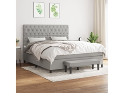 Vidaxl Cama Com Molas/colchão 160x200 Cm Tecido Cinzento-claro