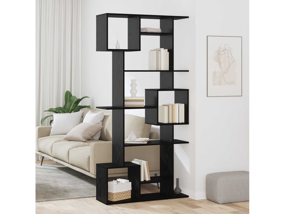Vidaxl Gabinete De Livros Carvalho Preto 92 X 29 X 188 Cm