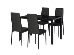 Conjunto De 5 Peças Com 1 Mesa E 4 Cadeiras Para Cozinha Ou Sala De Jantar, Preto