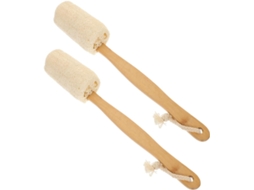 Conjunto De 2 Esponjas Bucha Esfoliantes Naturais Beavorty Para Corpo E Costas, Escova De Banho Com Cabo Longo E