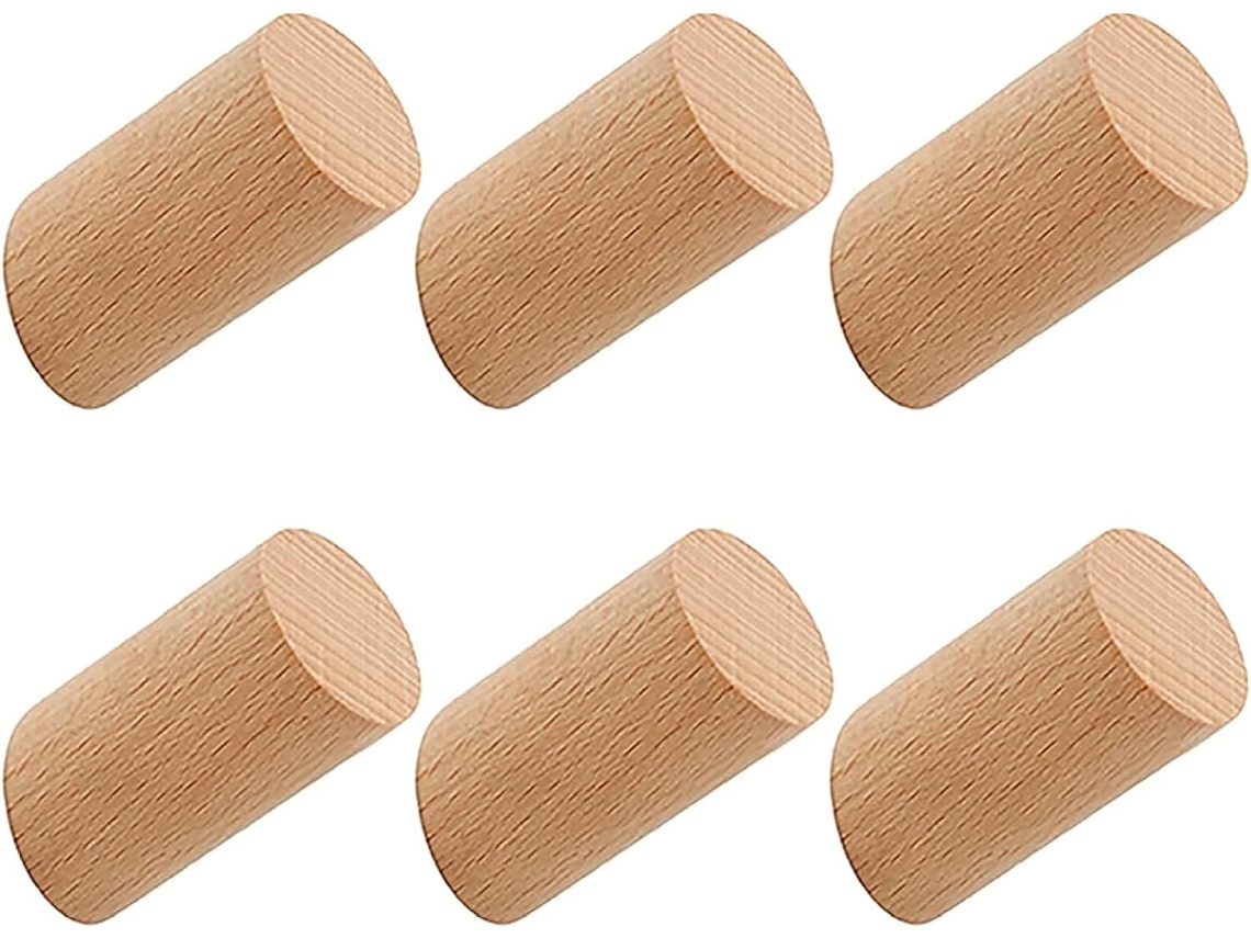 Ganchos De Parede Madeira, Conjunto Com 6 Resistentes Para Pendurar